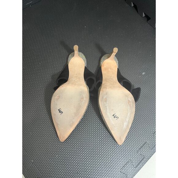 Loeffler Randall Flora Suede and Glitter Bow Mule Heels Size 8.5 B - Picture 6 of 8